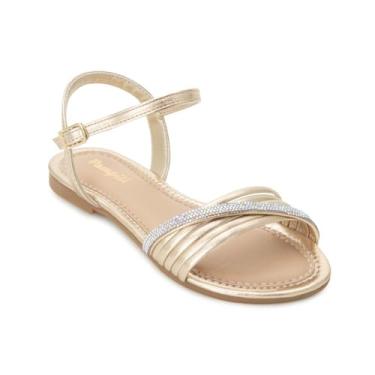Imagem de Sandália Infantil Pampili Cherrie Tiras Finas e Strass Dourada (Dourada, BR, Criança de 9 a 12 anos, Numérico, P, 33)