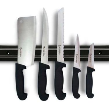 Imagem de Barra Magnética para Facas e Ferramentas, 33 cm x 5 cm, Preto ou Branco, Fixação com Parafusos (1)