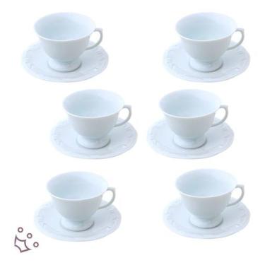 Imagem de Jogo 6 Xícaras Chá C/ Pires Porcelana Schmidt Pomerode - Porcelanas Sc