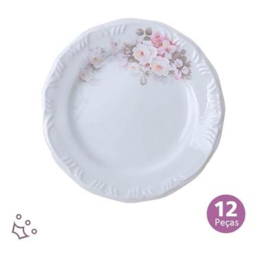 Imagem de Jogo 12 Pratos Rasos Porcelana Schmidt Eterna Envio 24 Hrs - Porcelana
