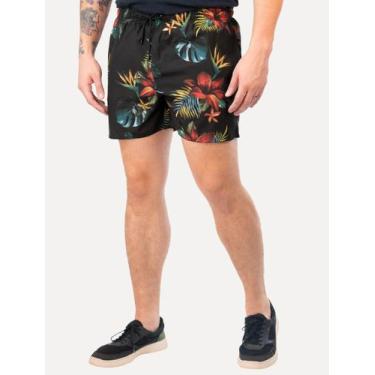 Imagem de Short Reserva D'Água Beachwear Estampado Tropica Preto, XXL/GGG