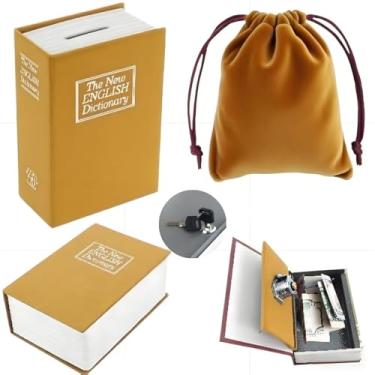Imagem de Cofre de livro seguro com trava para chave para jogadores, Winners Bank, portátil, cofre para dinheiro, caixa de dinheiro com 2 chaves e bolsa de armazenamento (cor café)