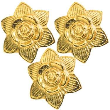 Imagem de collectiblesBuy Puxador de armário de pétala de rosa em latão brilhante – Puxador decorativo dourado para cômoda, armário, armário e móveis de cozinha | Alça floral vintage para decoração de casa e