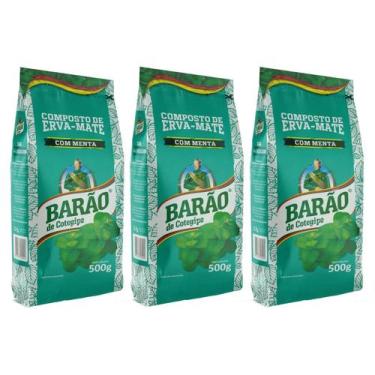 Imagem de 3 Erva Mate Chimarrão BARÃO MENTA COMPOSTA 500g - Barão de Cotegipe
