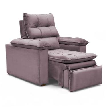 Imagem de Poltrona do Papai Reclinável Retrátil Bonari Veludo Rosê - Loja Sheep