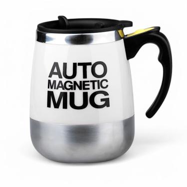 Imagem de Caneca Misturadora Copo Mixer Magnético 400ml Recarregável Stirring Mug Xícara Elétrica - Branco