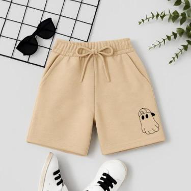 Imagem de Short Masculino Infantil Estampa Fantasma Boné 140 Estilo Atlético Str