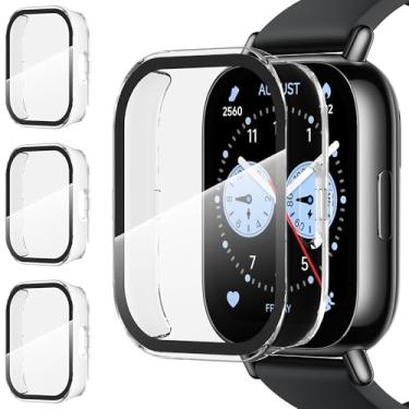 Imagem de Suoman Pacote com 3 capas para Redmi Watch 5 Lite, [antiarranhões], protetor de tela de vidro temperado, capa protetora de policarbonato rígido completo - transparente + transparente