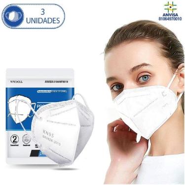 Imagem de 3 Máscaras Descartáveis Branca KN95 WWDoll 5 Camadas Anvisa