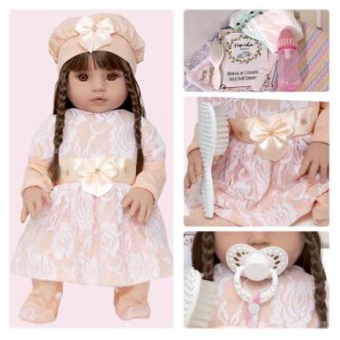 Imagem de Bebê Estilo Reborn 100% Silicone Menina com Acessórios - Cegonha Rebor