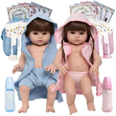 Imagem de Bebê Reborn Realista Gêmeos Casal Enxoval Completo Bolsa - Cegonha Reb