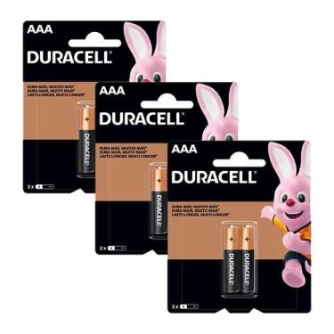 Imagem de Kit de 3 cartelas de Pilhas Duracell AAA Palito com 2 unidades