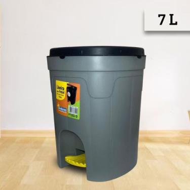Imagem de Lixeira com Pedal 7 litros Cinza Plastica para Banheiro Sala Cozinha Q