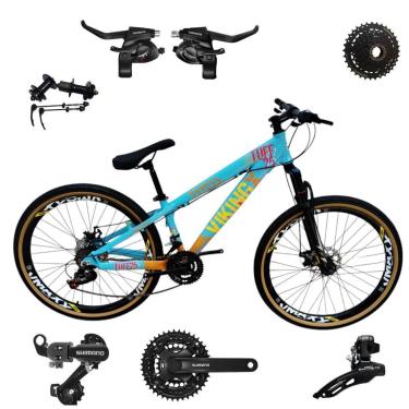 Imagem de Bicicleta 26 VikingX T25 24v Shimanos Cubo e Catraca K7 Pneu Aro 26 Balão Faixa Amarela-Unissex