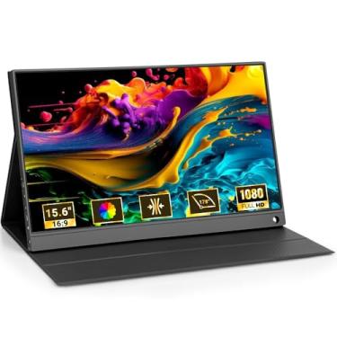 Imagem de Monitor Portátil, 15.6Inch (Sem tela sensível ao toque), FHD 1080P Monitor Portátil Conectado Com USB C Dupla/HDMI, 1920x1080 IPS, Alto Contraste 1000:1, 250 cd/m²