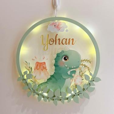 Imagem de Porta Maternidade Led Dinossauro Acrílico e Espelho