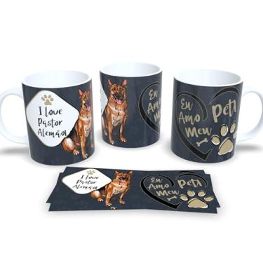 Imagem de Caneca de Porcelana com Estampa de Cachorro de Raças (I Love Pastor Alemão)