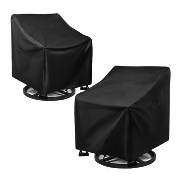 Imagem de Capas para cadeiras de pátio, capa de assento para pátio ao ar livre, cobertura de assento profundo à prova d'água durável resistente a UV antidesbotamento, capa de móveis de gramado grande resistente a Oxford 600D (L31 x D39 x H31, 2 unidades, preto)