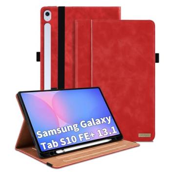 Imagem de TIPOYOROOS Capa para Samsung Galaxy Tab S10 FE Plus 13,1 polegadas 2025 (SM-X620/SM-X626B) Capa inteligente de visualização multiângulo com bolso, couro PU empresarial com compartimento para cartão