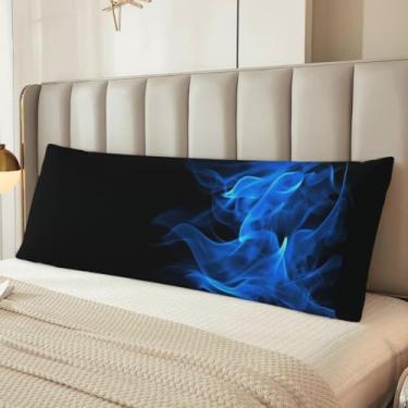Imagem de Capa de travesseiro de corpo de chama azul, microfibra longa, presentes para mulheres e homens, fronha de corpo ultra macia e aconchegante com zíper oculto para decoração de casa 50 x 137 cm