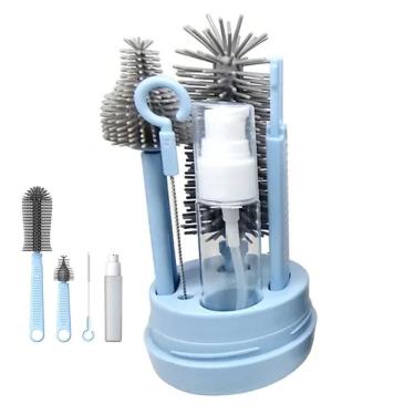 Imagem de Kit Escovas de Limpeza 4 em 1 Mamadeira Copo Garrafa Bebe Criança Bolsa  Higiene Limpeza Portatil Passeio Viagem