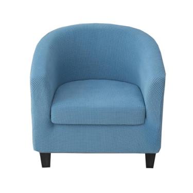 Imagem de CRFATOP Capa de cadeira de clube com capa de almofada jacquard 2 peças capas de cadeira de banheira capas de poltrona macias laváveis redondas capas de sofá para balcão de bar sala de estar, azul