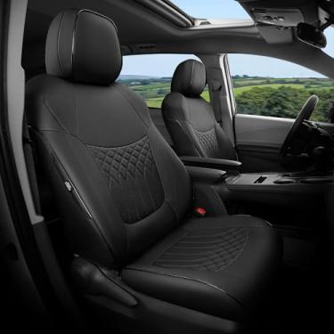 Imagem de FEINEPRO Capas de assento personalizadas Sienna para 2021-2024 Sienna 7 assentos 3 fileiras, capas de assento de carro de couro à prova d'água conjunto completo para carros, protetores de