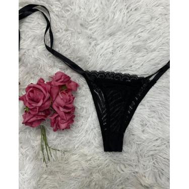Imagem de Calcinha Fio Dental Tipo Lingerie Sexy em Renda e Tule - Dica - VD1044