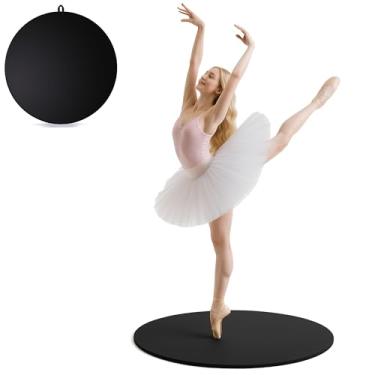 Imagem de koretech Pista de dança portátil redonda, piso de madeira de balé de 81 cm, placa de torneamento de dança, pista de dança de balé suave para casa, estúdio e ao ar livre