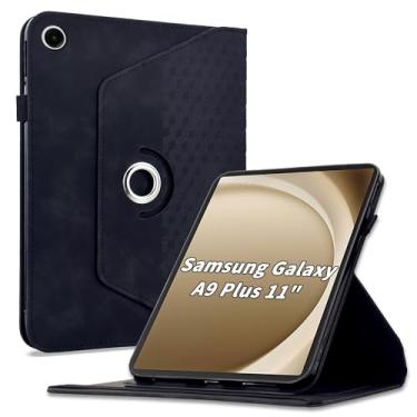 Imagem de Varohix Capa para Samsung Galaxy Tab A9 Plus 11 polegadas modelo 2023 (SM-X210/X216/X218), capa protetora de couro PU com rotação de 360 graus com hibernar/despertar automático, suporte para cartão e