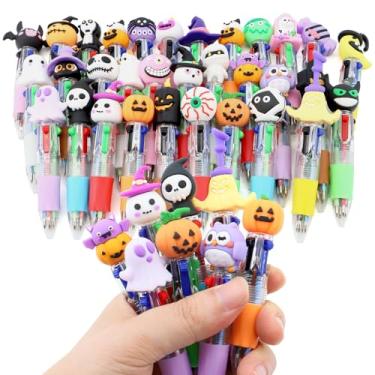 Imagem de Scettar 32 canetas multicoloridas 4 em 1 de Halloween para crianças, canetas de Halloween divertidas atualizadas a granel, esferográficas coloridas retráteis, presentes a granel, perfeitas para