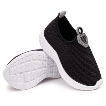Imagem de Tênis Menino Infanilt Slip-on Escolar Aulas Calce Fácil Esportivo Sola Leve Confortável (3035-tenis-Preto-Cinza-23)