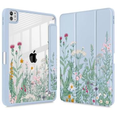 Imagem de May Chen Capa para iPad Pro 33.0 cm 2024 7ª geração M4 Chip, [Suporte de lápis embutido suporta Pencil 2/USB-C] Capa traseira transparente ultrafina com suporte de três dobras, suporta despertar