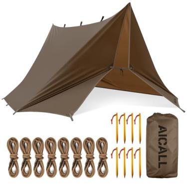 Imagem de Lona de acampamento à prova d'água 3 x 3 m, tenda de sobrevivência, mochila portátil, multifuncional, abrigo anti-UV para ambientes externos (marrom castanho)