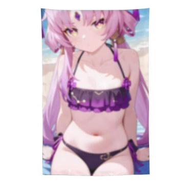 Imagem de LIEGBMEU Sexy Bikini Hot Anime Girl Tapeçaria 152.4 cm x 228.6 cm Interior Exterior Wall Quilt Art Decoração de Tapeçaria Caprichosa, AC087