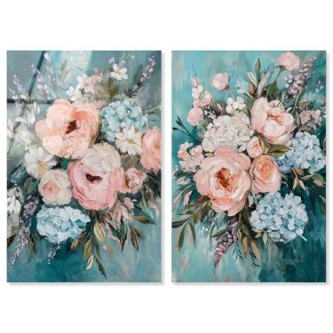 Imagem de Conjunto de capricho rosa blush impressão acrílica decoração de parede floral por Art Remedy, pronto para pendurar, 16 x 24