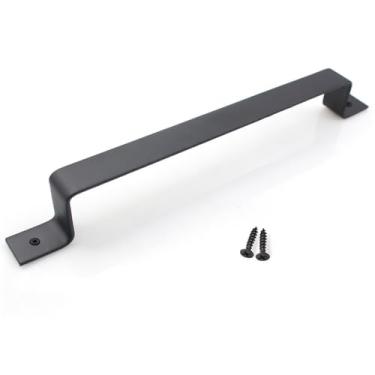 Imagem de Maçaneta de porta de celeiro simples, maçaneta rústica para porta de correr, ferragem, aço carbono preto, puxador de por