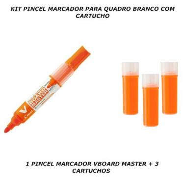 Imagem de Pincel marcador quadro branco com 3 cartuchos laranja pilot