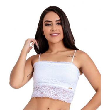 Imagem de Sutiã IMI Lingerie Top Cropped Em Renda Grey Branco, M