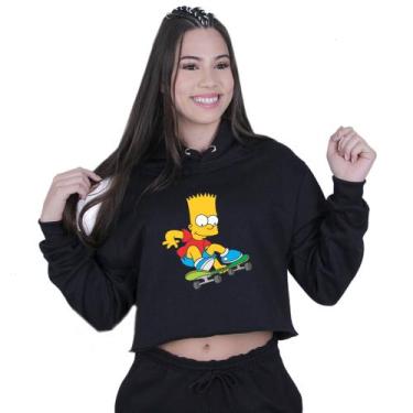 Imagem de Cropped Moletom Feminino The Simpsons Bart Skate - Lafre, Preto, G