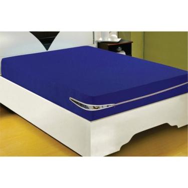 Imagem de Capa De Colchão Malha Gel King Size - Enxovais Realeza, Azul-Royal
