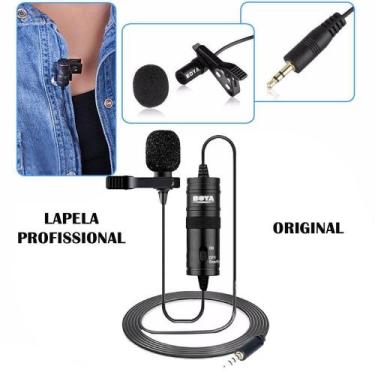Imagem de Microfone de Lapela BY-M1 Profissional P/ Câmera, PC, Celular Cabo 6 m