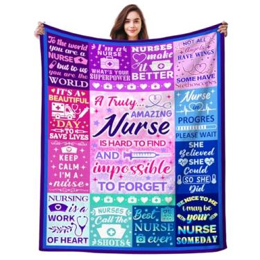 Imagem de MIBDDK Cobertor de enfermeira, presentes para mulheres, artigos de enfermagem, acessórios de enfermeira para trabalho, cobertores de pelúcia, roupa de cama, presentes de graduação, decorações de festa