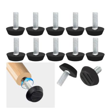 Imagem de 12 peças de pés de nivelamento de rosca M8, niveladores de móveis ajustáveis, parafusos roscados, pés de mesa rosqueados para pés de nivelamento de móveis para pernas de armário de cadeira de mesa (M8