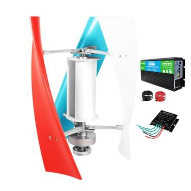 Imagem de 220V,3000W Vertical Eixo Gerador de Turbina Eólica Baixo Ruído Baixa Velocidade do Vento Início 12V 24V 48V 220V 3 Folhas Gerador Ímã Permanente com Controlador MPPT E Inversor De Energia