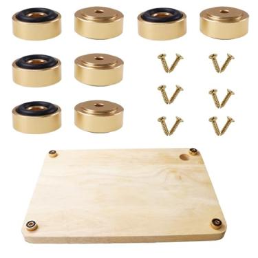 Imagem de Nihfien Pés de metal palete com parafusos, 33/40.6 cm L x 3/20.3 cm H blocos antiderrapantes para madeira, tábua de corte de bambu (conjunto de 8), ouro