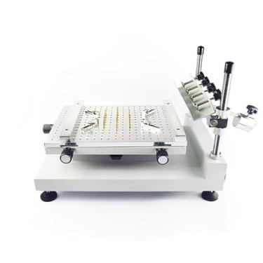 Imagem de Impressora de solda de alta precisão, impressora de estêncil manual, placa inferior em formato de favo de mel, pino ejetor móvel, parafuso espiral ajustável para embalagens