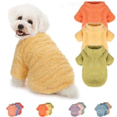 Imagem de Suéter para cães, pacote com 3 suéteres para cães pequenos, meninas, roupas para cães médios, machos ou meninos, casaco ultramacio e quente para o inverno e Natal (PP, laranja + amarelo + verde)