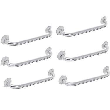 Imagem de Barra Alça De Apoio Kit 6 Uni Banheiro Inox 40cm Barra Idoso Cadeirant