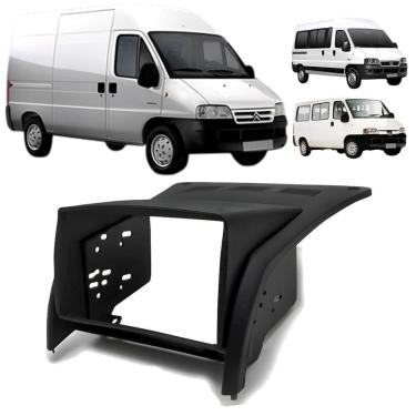Imagem de Moldura Painel Central 2 Din Mp5 Som Dvd Citroen Jumper 2010 à 2020 Preta